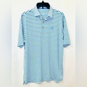 Harlestons Heritage Tailored Fit Striped Golf Polo Shirt Men’s Large Blue/Yellow